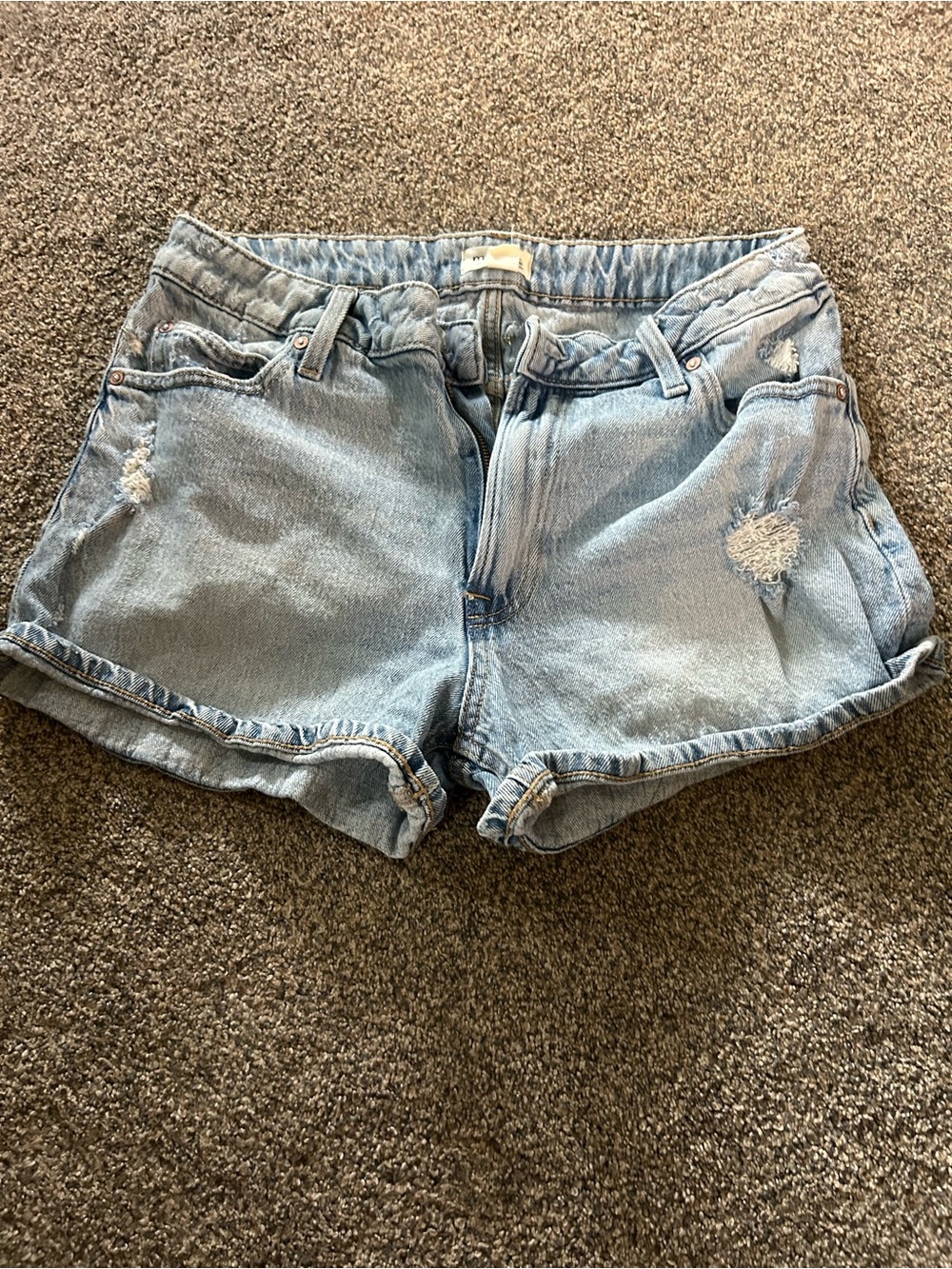 Maurices Light Wash Distressed Denim Shorts